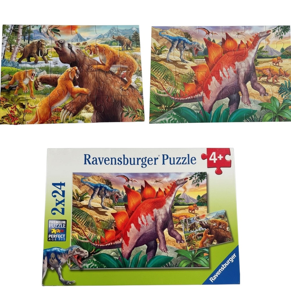 Ravensburger Jurassic Wildlife Dinosaurs 2x24 Pieces Puzzles Complete